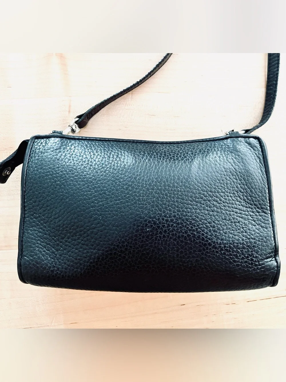 Brighton Nepal Organizer Black and Brown Croc-Textured Crossbody Bag